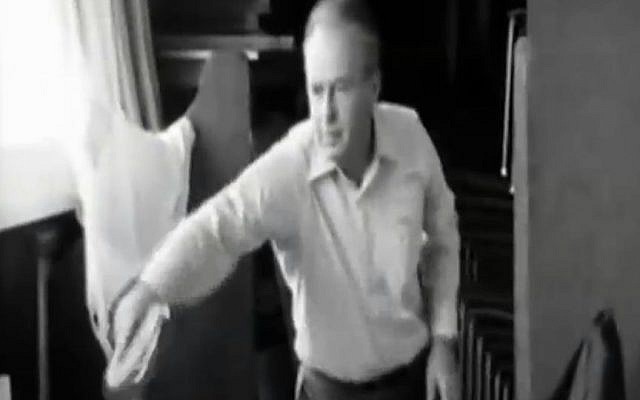 Yitzhak Rabin plays ping pong in rare footage seen in the film 'Rabin: In His Own Words.' (screen capture/Channel 2)