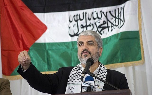 Hamas political leader Khaled Mashaal at a rally in Hamas's honor in Cape Town, South Africa, October 21, 2015. (AFP/Rodger Bosch)