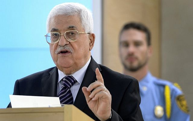 File: Palestinian Authority President Mahmoud Abbas, October 28, 2015 (AFP/Fabrice Coffrini)