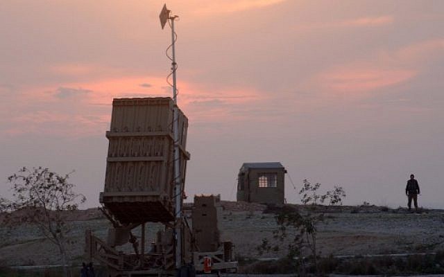 An Iron Dome missile defense system deployed near the southern Israeli town of Beersheba in 2014. (Flash90/File)