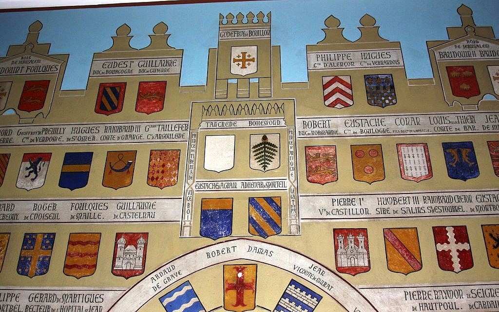 Brightly colored coats of arms belonging to Crusader families in the wards of Le Hȏpital Saint-Louis (Shmuel Bar-Am)