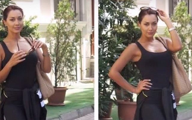 Images posted by Iranian actress Sadaf Taherian showing her without the head covering demanded by her country. (screen capture: YouTube)