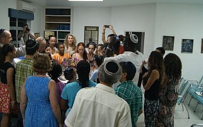The Jewish community celebrates Hannukah at the Shaare Tzedek Synagogue in Bridgetown, Barbados in December 2014. (Courtesy)