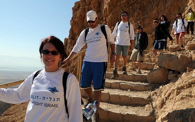 Birthright participants visiting Masada, summer 2012. (Taglit-Birthright/JTA)