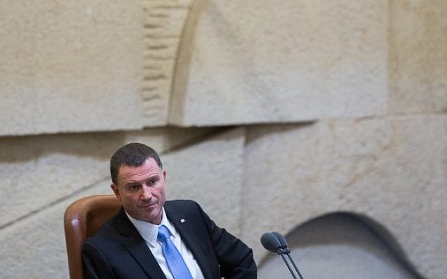 Speaker of the Knesset, Yuli Edelstein seen during a plenum session in the assembly hall of the Israeli Knesset, on July 15, 2015. (Yonatan Sindel/Flash90)