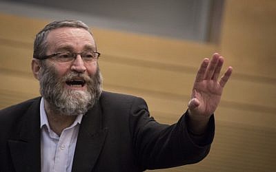 Member of Knesset Moshe Gafni of the United Torah Judaism party seen during a Knesset Committee meeting , October 26, 2015. (Photo by Hadas Parush/Flash90)