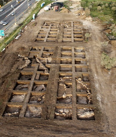 The Ahihud site where the remains of hundreds of fava beans were found (Skyvie / Israel Antiquities Authority)