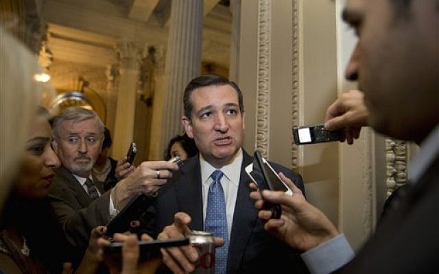 In this Oct. 20, 2015 file photo, Republican presidential candidate Sen. Ted Cruz, R-Texas talks to reporters on Capitol Hill in Washington. (AP Photo/Carolyn Kaster, File)