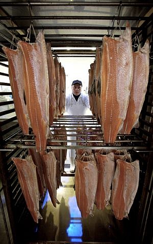 Darren Matson inside the smokehouse at H. Forman and Son. (courtesy)