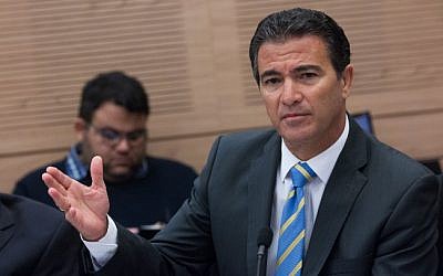 Yossi Cohen, Mossad chief, speaks at a committee meeting in the Knesset on December 02, 2015. (Miriam Alster/Flash90)