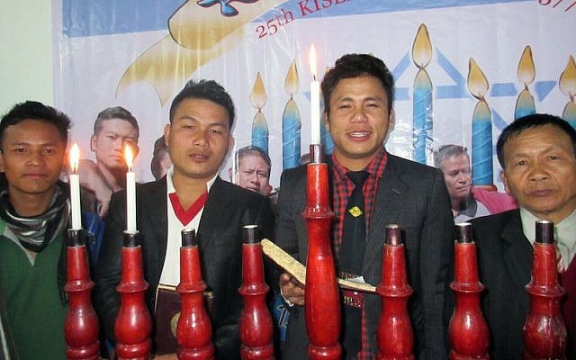 Members of the Bnei Menashe Jewish community from across northeastern India gather in Churachandpur, in the state of Manipur, to celebrate Hanukkah on Dec. 8, 2015. (Shavei Israel)