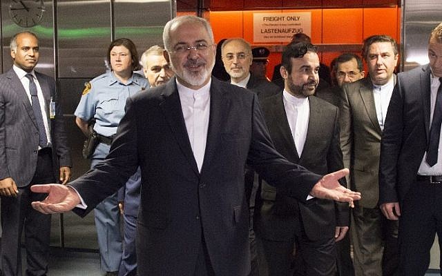 Iranian Foreign Minister Mohammad Javad Zarif arrives for the final plenary meeting at the UN's IAEA headquarters in Vienna, Austria, on July 14, 2015. (AFP/Joe Klamar/Pool)