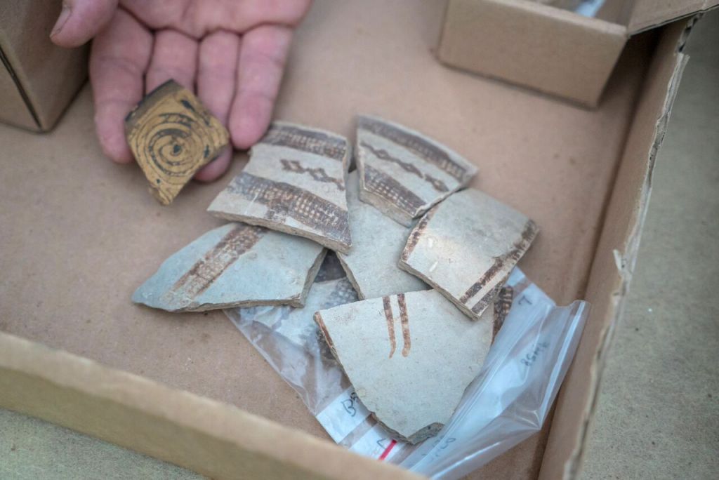 Fragments of pottery imported from Greece and Cyprus some 3,400 years ago. (Eran Giluarg, Israel Antiquities Authority)