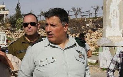 Israel's Coordinator of Government Activities in the Territories Maj. Gen. Yoav Mordechai in 2015 (Gershon Elinson/Flash90)