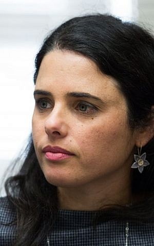 Justice Minister Ayelet Shaked attends the weekly Jewish Home faction meeting at the Knesset in Jerusalem on December 21, 2015 (Yonatan Sindel/Flash90)