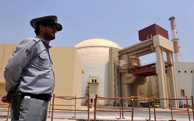 A view of the reactor building at the Russian-built nuclear power plant in Bushehr, in southern Iran, as the first fuel is loaded, August 21, 2010. (Iran International Photo Agency via Getty Images/via JTA)