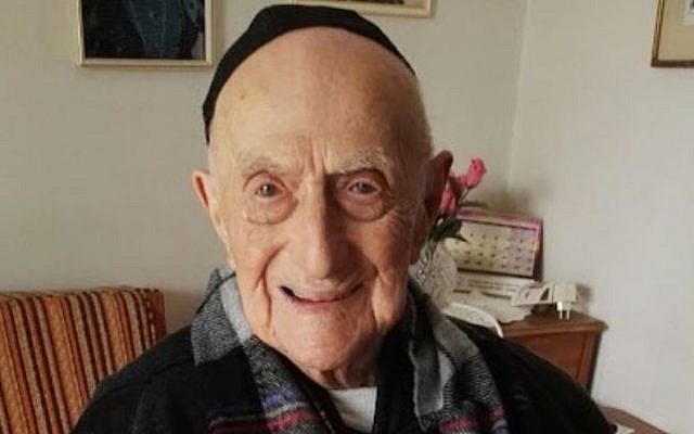 Holocaust survivor Yisrael Kristal, confirmed in March 2016 as the oldest man in the world. (Courtesy of family)