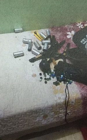 Pipe bombs found in the home of Diana and Nadia Hawila outside of Tulkarem in late December. (Shin Bet)