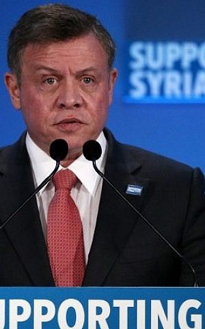 Jordan's King Abdullah II speaks during a donor conference in central London on February 4, 2016. AFP / POOL / Dan Kitwood)