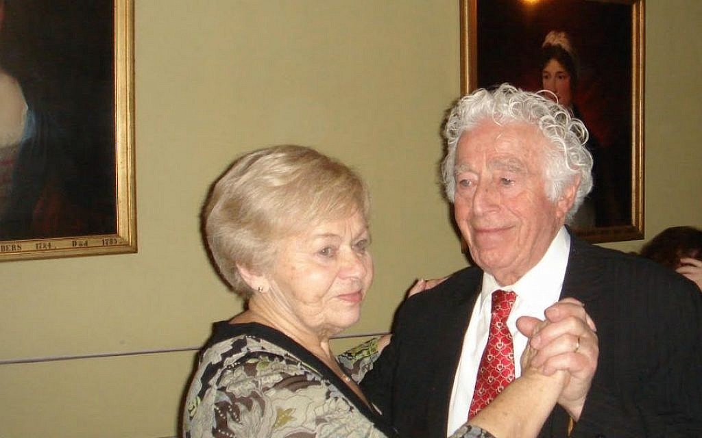 Treblinka survivor Poldek (Leon) Rytz, 89, dances with wife Ester Dyna Rytz, 86, in 2007 in Sweden. (courtesy)
