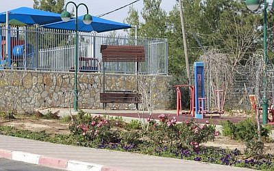 Beit Horon's nursery school on February 1, 2016. In the garden next to the school, Shlomit Krigman was stabbed to death and another woman was injured. (Judah Ari Gross/Times of Israel)