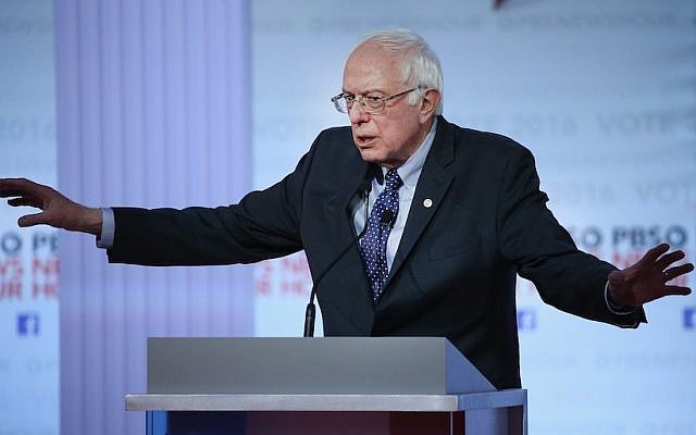 Bernie Sanders participating in the PBS NewsHour Democratic presidential candidate debate at the University of Wisconsin-Milwaukee, Feb. 11, 2016. (Win McNamee/Getty Images)