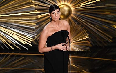 Actress Sarah Silverman speaks onstage during the 88th Annual Academy Awards in Hollywood, California, February 28, 2016. (Kevin Winter/Getty Images)