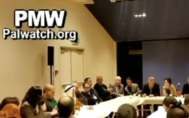 Israeli Arab MKs meet with families of Palestinian terrorists, February 2, 2016 (Palestinian Media Watch)