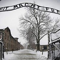 The entrance to the Nazi death camp Auschwitz-Birkenau with the lettering 'Arbeit macht frei' ('Work makes you free'). (Joel Saget/AFP)
