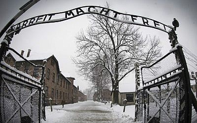 The entrance to the Nazi death camp Auschwitz-Birkenau with the lettering 'Arbeit macht frei' ('Work makes you free'). (Joel Saget/AFP)