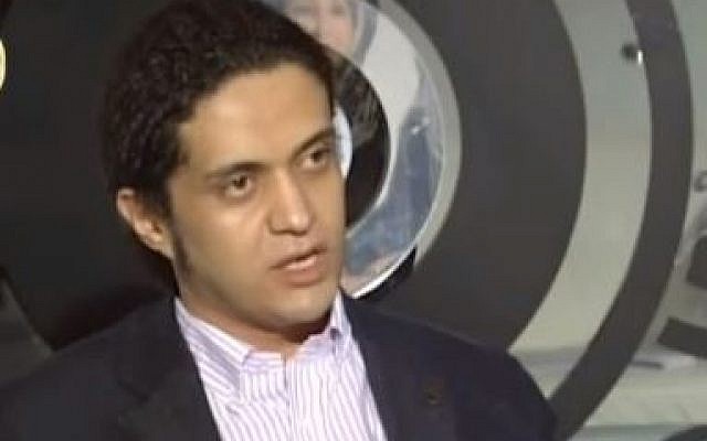 Palestinian poet Ashraf Fayadeh during a television interview with the Saudi television Culture Channel in 2013. (Screenshot from YouTube)