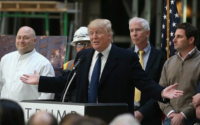Republican presidential candidate Donald Trump speaks to the media at the Trump International Hotel that is currently under construction, March 21, 2016 in Washington, DC. (Mark Wilson/Getty Images/AFP)