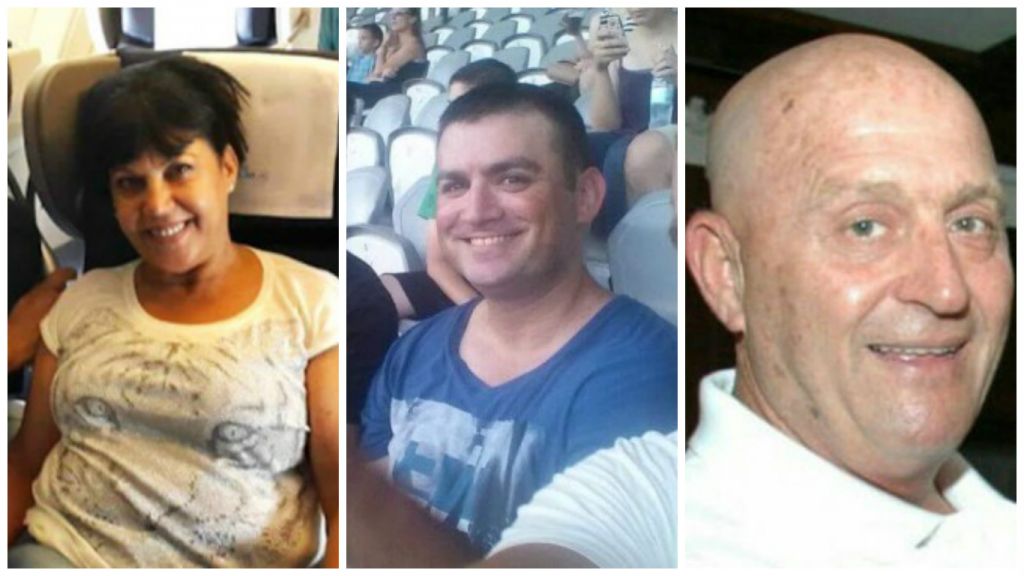 Simha Dimri (L), 60, Yonathan Suher (C), 40, and Avraham Goldman (R), 69, the three Israelis who were killed in a suicide bombing in Istanbul, March 19, 2016. (Photos courtesy of the families/Facebook via JTA)