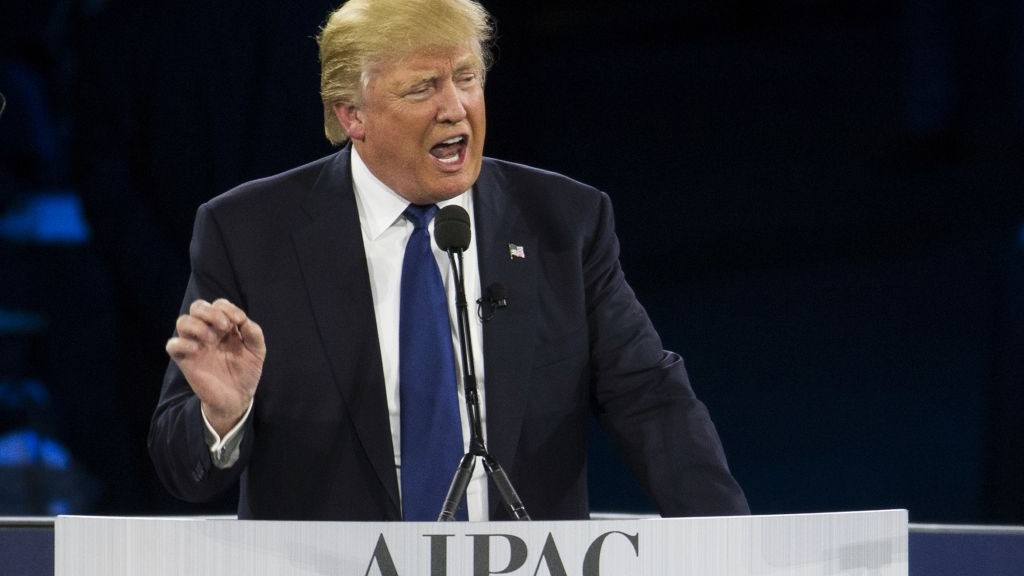 Republican presidential candidate Donald Trump speaks at the 2016 American Israel Public Affairs Committee (AIPAC) Policy Conference at the Verizon Center, on Monday, March 21, 2016, in Washington. (AP Photo/Evan Vucci)