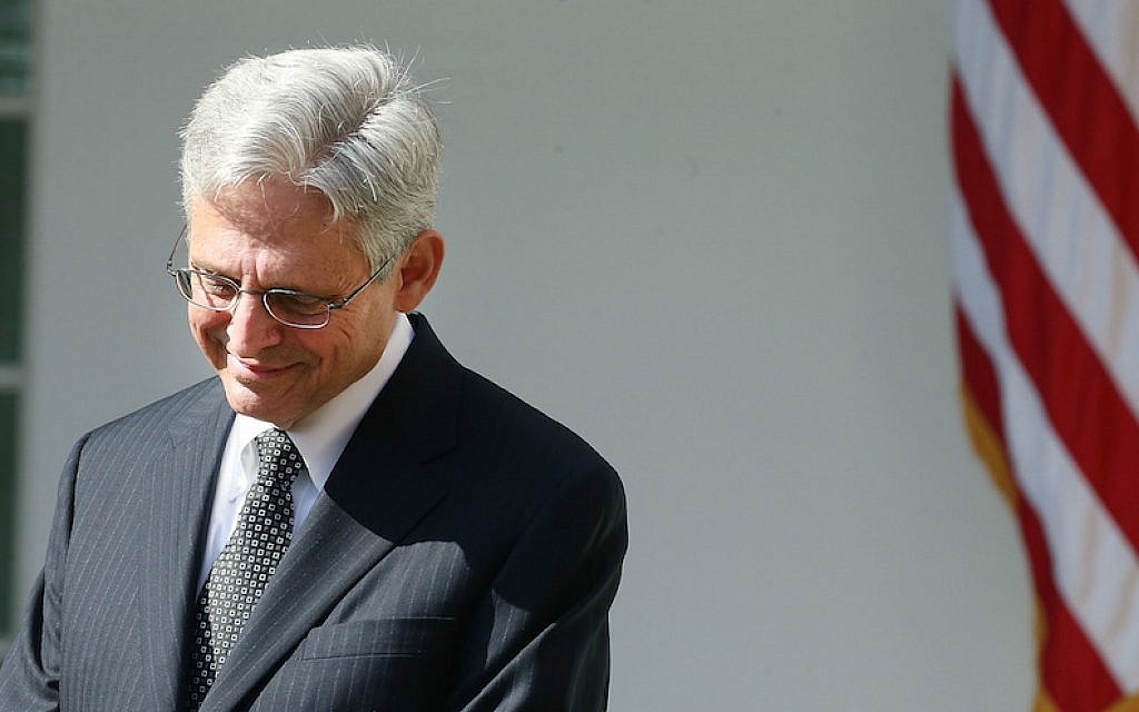 Judge Merrick Garland at the White House listening to President Barack Obama announce his nomination to the Supreme Court, March 16, 2016. (Mark Wilson/Getty Images via JTA)