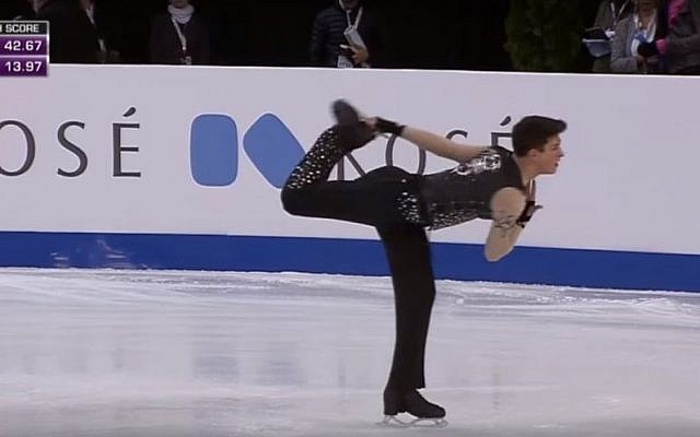 Daniel Samohin skates at the World Junior Figure Skating Championships in Debrecen, Hungary on March 16, 2016. (Screen capture YouTube)