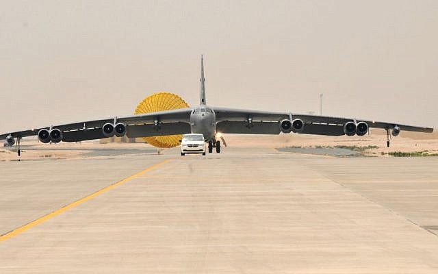 Illustrative: A US Air Force B-52 Stratofortress aircraft from Barksdale Air Force Base, Louisiana, arrives at Al Udeid Air Base, Qatar, Saturday, April 9, 2016. (Staff Sgt. Corey Hook/US Air Force via AP)