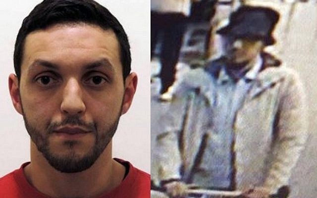 Paris attacks suspect Mohamed Abrini, seen left in an image released by Belgian police, is believed to be the 'third man' caught on CCTV at Brussels airport with the two men who blew themselves up there on March 22. Abrini was arrested in Brussels on April 8, 2016 (photos: AFP Photo/Belgian Federal Police/STR and Twitter)