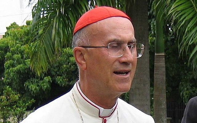 Cardinal Tarcisio Bertone in Santo Domingo, Dominican Republic. (JTA/Wikimedia Commons)