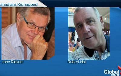 John Ridsdel (left) was one of two Canadians kidnapped in September 2015 and held hostage by the Islamist Abu Sayyaf group in the Philippines. His severed head was found in the southern Philippines, Canadian authorities confirmed on April 25, 2016, after a deadline for a ransom payment was missed. (Screenshot/Global Toronto)