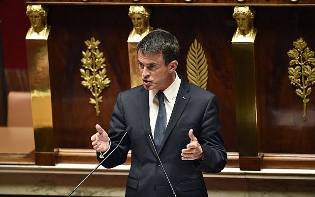 French Prime Minister Manuel Valls at the National Assembly in Paris on May 10, 2016. AFP/ERIC FEFERBERG)