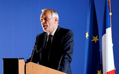 French Minister for Foreign Affairs Jean-Marc Ayrault speaks during a press conference in Paris, May 21, 2016. (AFP/Matthieu Alexandre)