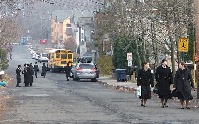 New Square, a village in Rockland County, New York, is home to the Skverer Hasidic group. (Uriel Heilman/JTA)