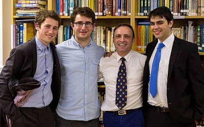 Richard Black, second from left, with friends and classmates at the Oxford Chabad Centre, November 2015. (Charlie Woods)
