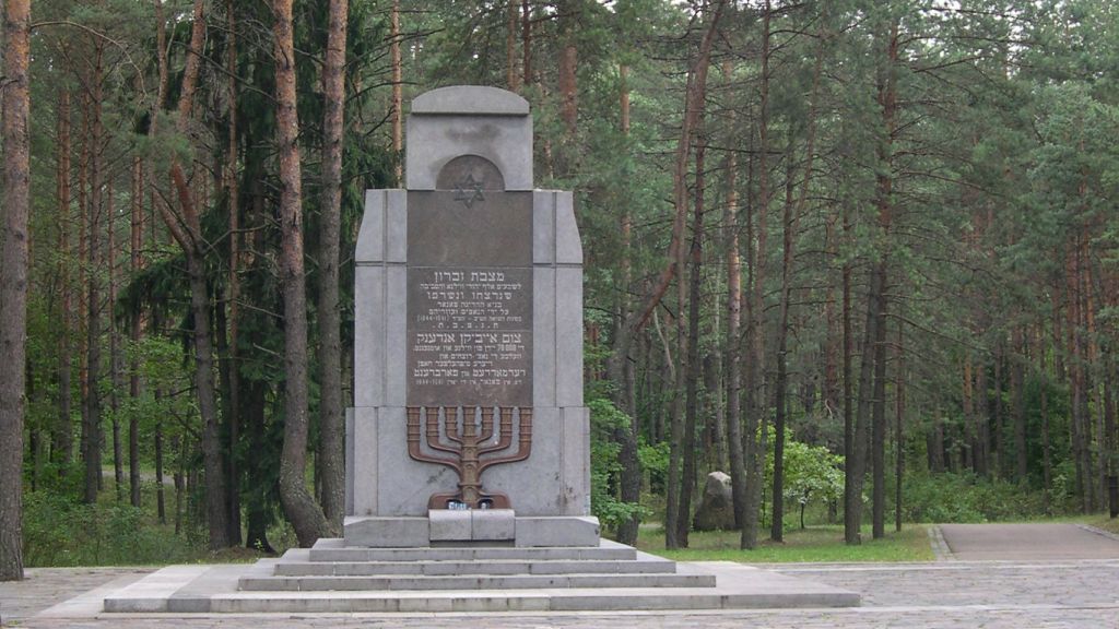 A memorial for the Jewish victims of the Ponary Massacre just outside of Vilnius, Lithuania. 70,000 Jews, along with 28,000 more Poles and Russians, were murdered near the railway station of Ponary between July, 1941 and August, 1944 (Wikimedia commons)