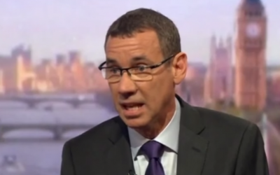 Israel's Ambassador to the UK Mark Regev, interviewed by the BBC on May 1, 2016 (BBC screenshot)