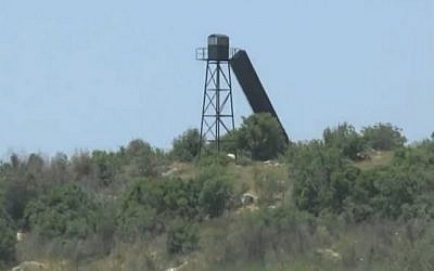 A watchtower apparently built by the Lebanese army running along the border with Israel (screen capture: Ynet)