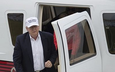 Presumptive Republican presidential nominee Donald Trump arrives to officially open his Trump Turnberry hotel and golf resort in Turnberry, Scotland on June 24, 2016 (AFP PHOTO / OLI SCARFF)
