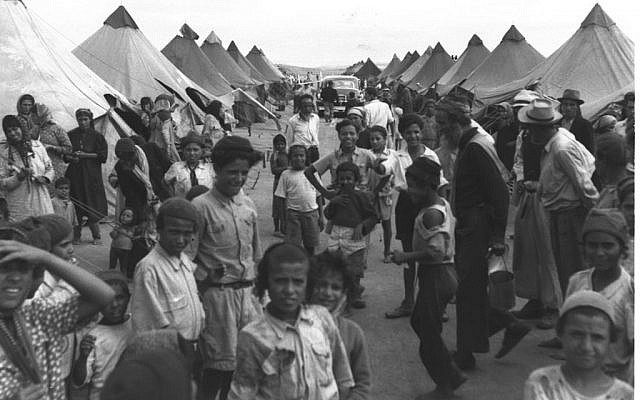 Yemenite immigrants in a camp near Ein Shemer in 1950 (Pinn Hans/GPO)