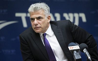 Yesh Atid party chairman, Yair Lapid, speaks during a faction meeting at the Knesset, June 27, 2016. (Yonatan Sindel/Flash90)